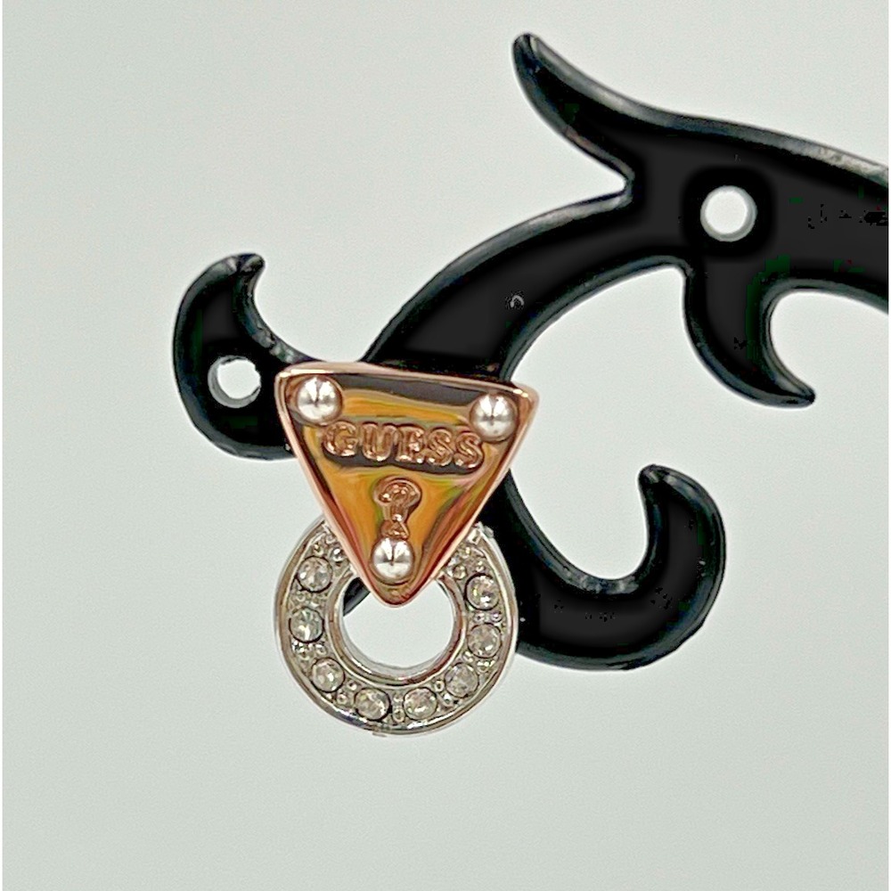 Guess Logo Earrings Rose Gold/Silver Tone w/CZ Stud earrings and Dust Bag - Picture 5 of 10